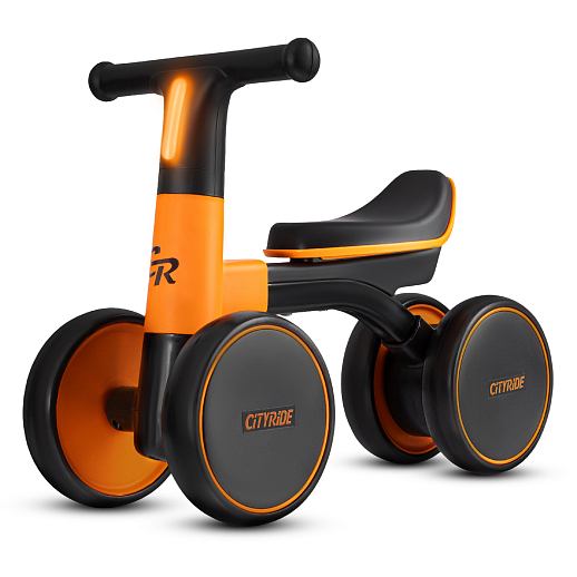 Беговел CITYRIDE, рама сталь, колеса пластик, музыка Шаинского, свет, оранжевый-черный, в/к в Джамбо Тойз #9