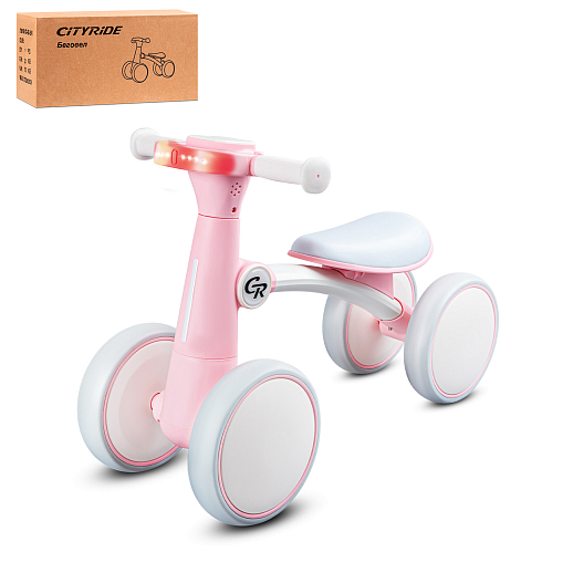 Беговел CITYRIDE, модель CR-BB-05, колёса EVA, рама пластик, музыка Шаинского, свет, розовый, в/к в Джамбо Тойз