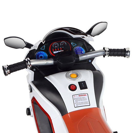 Электромотоцикл детский трехколесный на аккумуляторе с функцией водяного пара, 2 двигателя, USB, MP3, колеса пластик, свет LED. Цвет белый в Джамбо Тойз #5