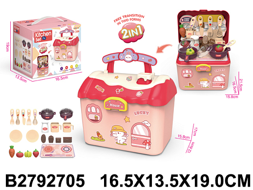 Игровой набор 2в1  "Кухня", розовый цвет, в комплекте игрушечные продукты, посуда, аксессуары, в/к 16,5х13,5х19 см в Джамбо Тойз #2