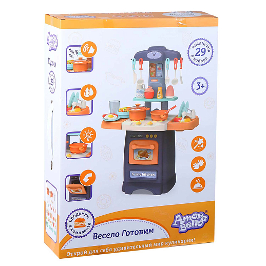 Игровой набор Amore Bello "Кухня", автоматический кран с водой, свет, звук, в комплекте 29 предметов, синяя  в/к  54х13х38 см в Джамбо Тойз #2