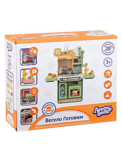 Игровой набор Amore Bello "Кухня", кран с водой, свет, звук, в комплекте 28 предметов, зеленая в/к 30х25,5х11см в Джамбо Тойз #2