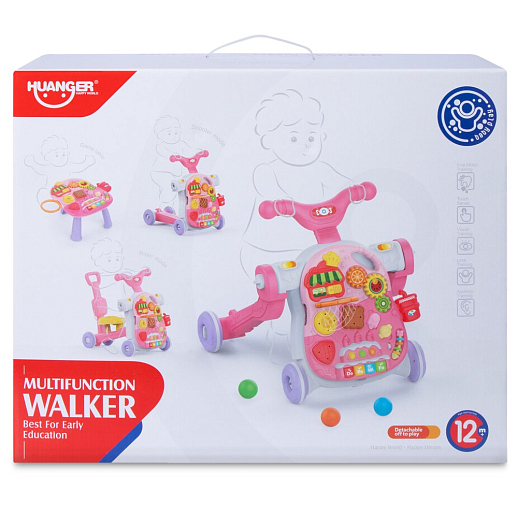 Ходунки 6 в 1: игровой столик,каталка с ручкой/без, со свет.и звук эффект., в/к 46,5*15*37 см в Джамбо Тойз #14