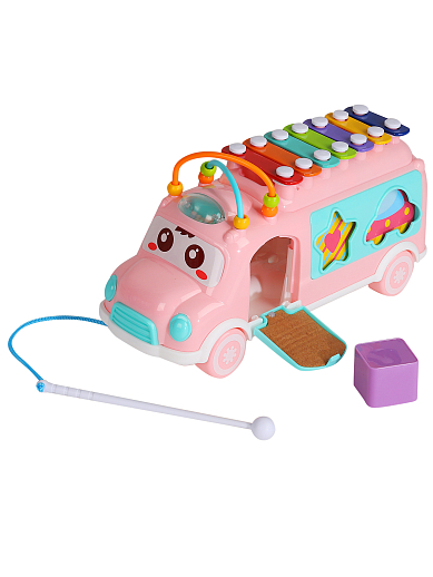 Развивающая игрушка автобус "Металлофон, сортер", цвет розовый, в/к 30*10,9*19,2 см в Джамбо Тойз #3