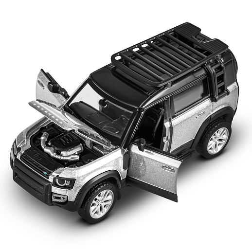 ТМ "Автопанорама" Машинка металлическая 1:43 2020 Land Rover Defender 110, серый, тюнинг, откр. двери, свободный ход колес, в/к 23,5*10*4 см в Джамбо Тойз #5