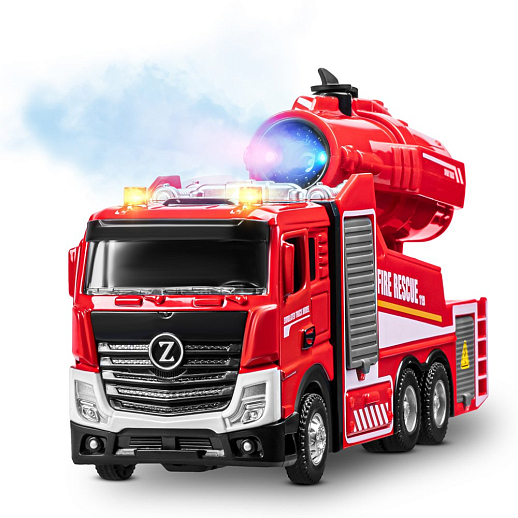 Пожарная металлическая машинка , красный, откр. двери, инерция, пар, свет, 22*6,5*11 см, в/к в Джамбо Тойз #15