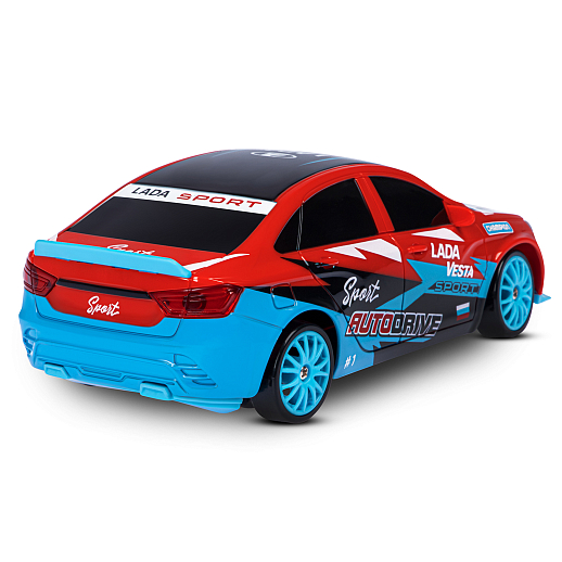 AUTODRIVE Р/У Машина для дрифта LADA Vesta,М1:24,2.4GHz,4WD,свет фар,4 доп.колеса,конусы,с аккум.,цв. красный,в/к 20,5*13*12см в Джамбо Тойз #13