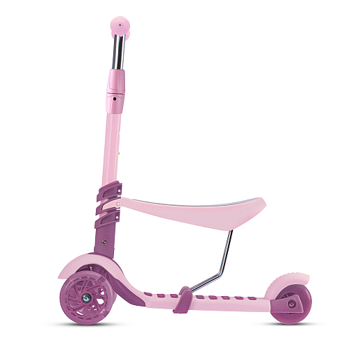 Трехколесный самокат-беговел CITYRIDE 3в1. в/к. Колеса PU 120/95, передние LED свет. Ручка - сталь, корзина, дека сиденье PP материал. Ручка управления. C корзиной в светлый розовый цвет. в Джамбо Тойз #15