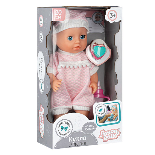 ТМ "Amore Bello" серия "Счастье" Кукла 20 см , пьет и писает, в комплекте пустышка и бутылочка, в/к 12,5х7,5х23 см в Джамбо Тойз #3