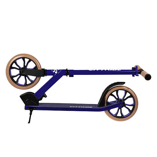 Двухколесный самокат CITYRIDE 200, ал. 50/50%, t-bar сталь, грипсы 135мм TPR, колеса PU 200/200, 86A, подножка, abec 9, сиреневый в Джамбо Тойз #5