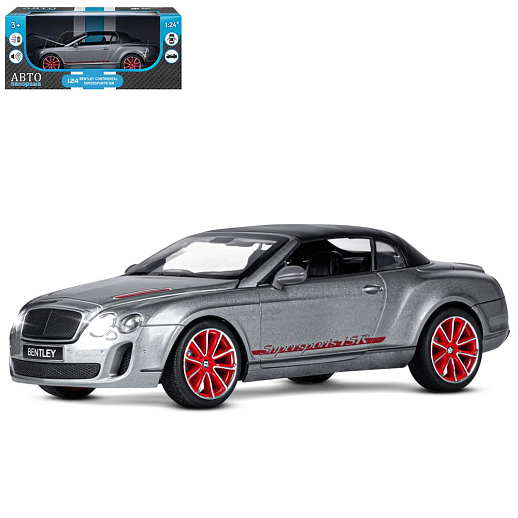 ТМ "Автопанорама" Машинка металлическая 1:24 Bentley Continental Supersports ISR, серый металлик, откр. двери, капот и багажник, свет, звук, свободный ход колес, в/к 24,5*12,5*10,5 см в Джамбо Тойз