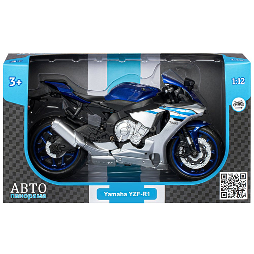 ТМ "Автопанорама" Мотоцикл металлический 1:12 YAMAHA YZF-R1, синий, свободный ход колес, в/к 7,1 х 11,7 х 20 см в Джамбо Тойз #3