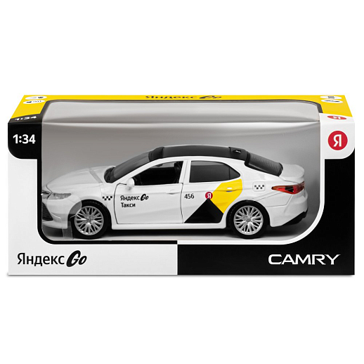 Яндекс Go машинка металлическая, 1:34 Toyota Camry, цвет белый, инерция, свет, озвучено Алисой, откр. двери, в/к 17,5*13,5*9 см в Джамбо Тойз #16