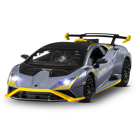 ТМ "Автопанорама" Машинка металлическая, 1:32 Lamborghini STO, серый глянец, откр. двери и багажник, свет, звук, инерция, в/к 17,5*12,5*6,5 см в Джамбо Тойз #6