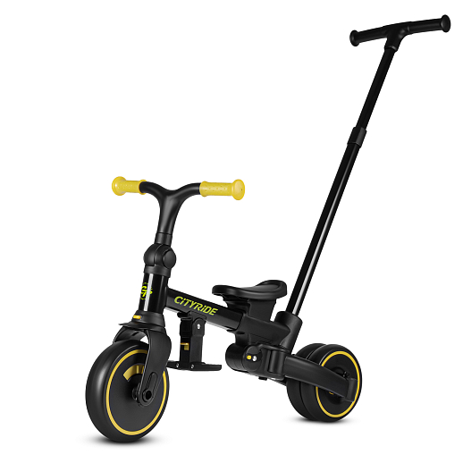 Детский трехколесный велосипед "CITYRIDE". Рама алюминий, может трансформироваться, подножки, колеса 8/7 EVA, капюшон, род. ручка,  персиковый в Джамбо Тойз #6