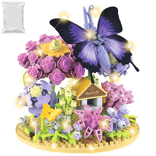 Конструктор "Бабочка в цветах" 582 дет., со светом,  в/п в Джамбо Тойз