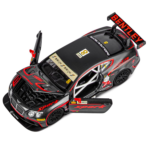 ТМ "Автопанорама" Машинка металлическая 1:32 Bentley Continental GT3, черный, свет, звук, откр. двери и капот, инерция, в/к 17,5*13,5*9 см в Джамбо Тойз #13