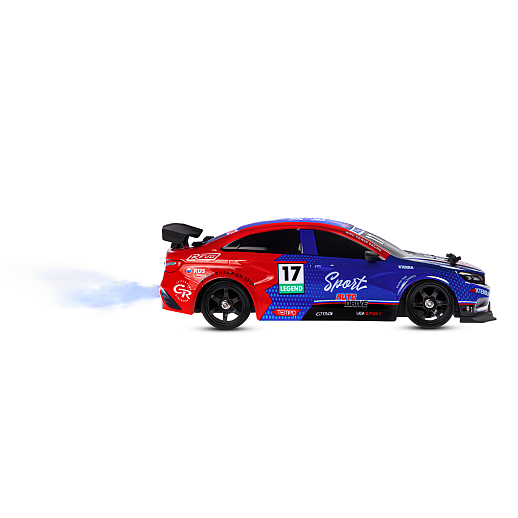 AUTODRIVE Р/У Машина для дрифта LADA Vesta с паром,1:16,2.4GHz,4WD,запасн.колеса 4шт.,свет,с аккум,в/к 31*15*15см в Джамбо Тойз #8