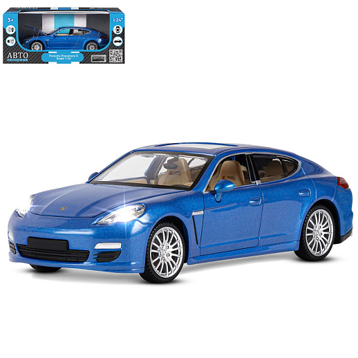 ТМ "Автопанорама" Машинка металлическая 1:24 Porsche Panamera S, синий, откр. двери, капот и багажник, свет, звук, свободный ход колес, в/к 24,5*12,5*10,5 см в Джамбо Тойз