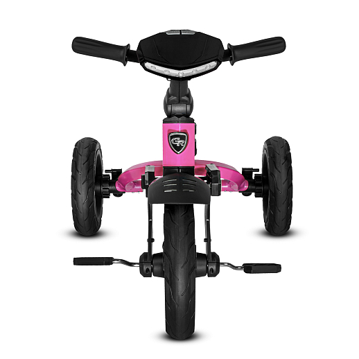 Детский трехколесный велосипед с ручкой CITY-RIDE LUNAR. Поворотное сиденье 360, складная крыша D600, подножки, надувные колеса 12/10, фара, розовый в Джамбо Тойз #7