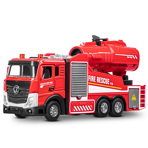 Пожарная металлическая машинка , красный, откр. двери, инерция, пар, свет, 22*6,5*11 см, в/к в Джамбо Тойз #12