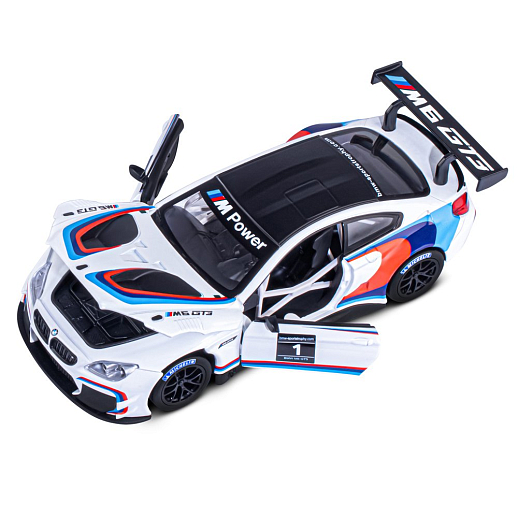 ТМ "Автопанорама" Машинка металлическая, 1:24, BMW M6 GT3, белый,  откр. двери и капот, свет, звук, свободный ход колес, в/к 24,5 х 12,5 х 10,5 см в Джамбо Тойз #13