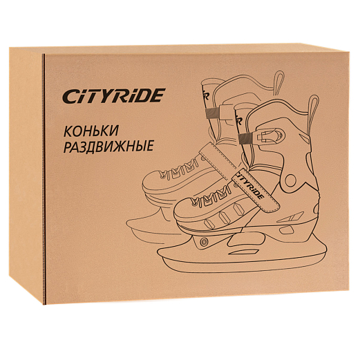 Детские раздвижные ледовые коньки CITYRIDE, текстильный мысок, лезвие нержавеющая сталь, в/к 5сл гофрокартон, чёрный/розовый в Джамбо Тойз #8