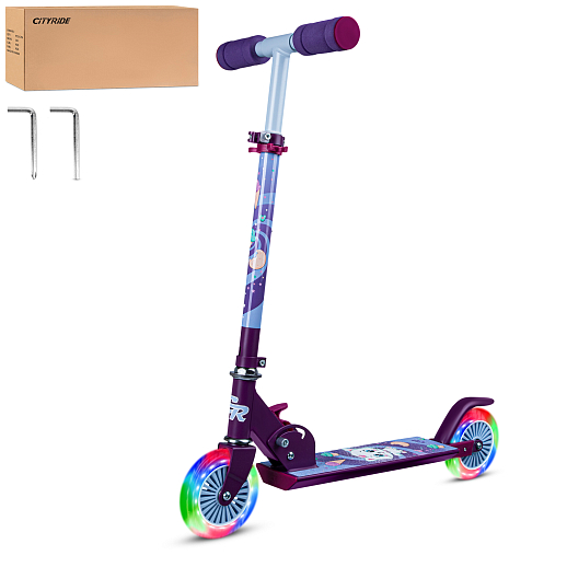 2хкол. самокат CITYRIDE HW 120, ал. 50/50% , t-bar алюм, дека сталь, грипсы 95мм TPR, колеса PVC со светом  120/120 мм в Джамбо Тойз