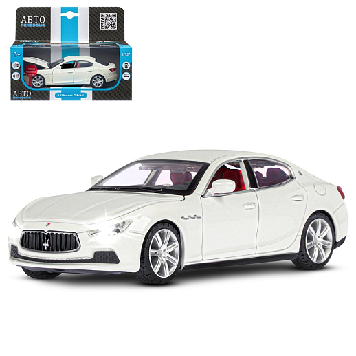 ТМ "Автопанорама" Машинка металл.1:32 Maserati Ghilbi, белый, откр. двери, капот и капот, свет, звук, инерция в/к 18*9*13,5 см в Джамбо Тойз