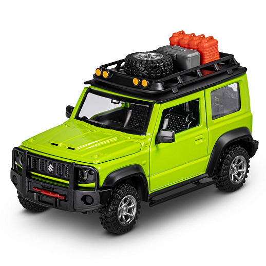 Машинка металлическая 1:32 Suzuki Jimny 2018, зеленый, тюнинг, откр. двери, свободный ход колес, в/к 23,5*10*4 см в Джамбо Тойз #17