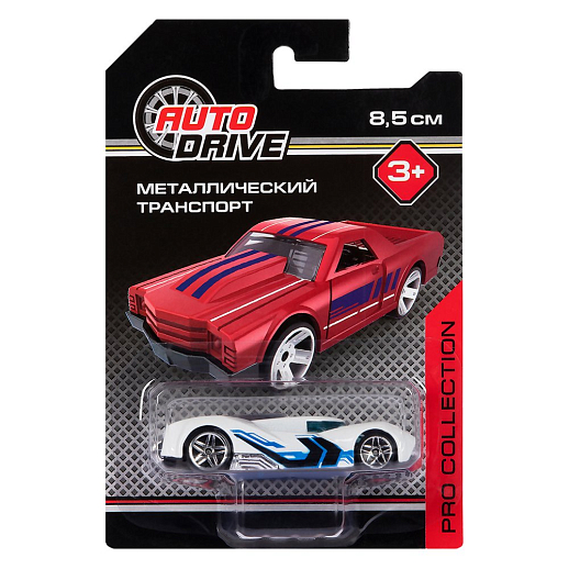 AUTODRIVE Машинка металлическая, PRO COLLECTION, свободный ход колес, размер машинки 8,5 см, блистер 10,7*16,5 в Джамбо Тойз #2