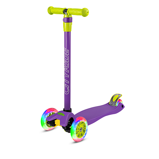 Самокат трехколесный CityRide, пакет, Дека: PP+нейлон, колеса PU 120/76 свет, руль  металл телеск., цвет фиолетовый в Джамбо Тойз #8