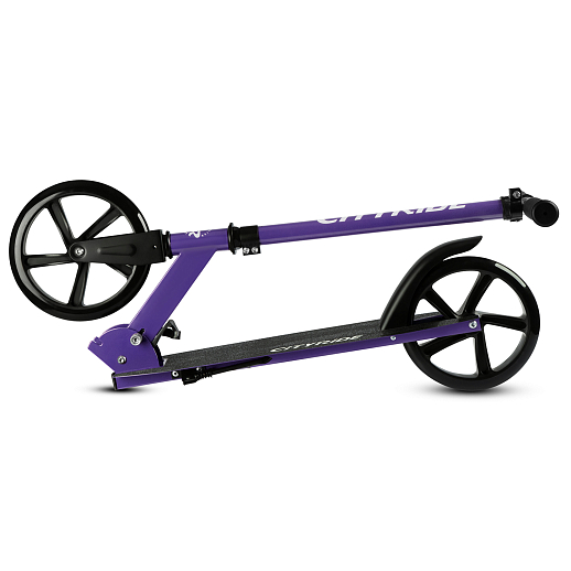 2хкол. самокат CITYRIDE 200, сталь 100%, грипсы 135мм TPR, колеса PU 200/200 мм. Фиолетовый в Джамбо Тойз #4