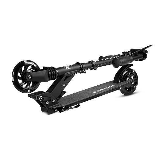 2хкол. самокат CITYRIDE 120MM, ал. 100%. Аморт. передний. Колеса PU 120/120 мм. Подшипники: Abec-9. Грипсы: резина. Хомуты анод, замок на руле. Ручной задний тормоз. Черный в Джамбо Тойз #5