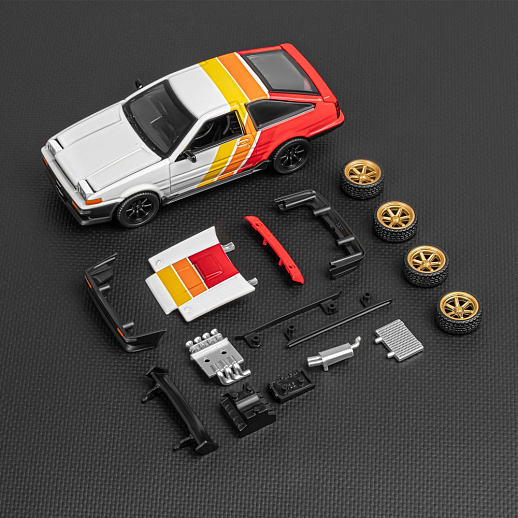 Машинка металлическая 1:37 Toyota Sprinter Trueno (AE86), белый, тюнинг, откр. двери, свободный ход колес, в/к 23,5*10*4 см в Джамбо Тойз #11
