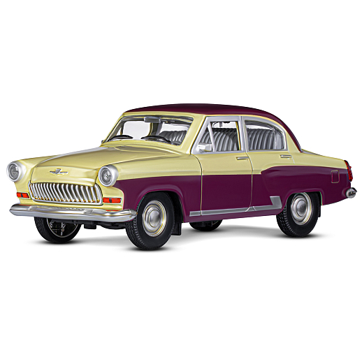 Машинка металлическая Автопанорама, инерционная, коллекционная модель Волга ГАЗ-21 "Двухцветная", свет, звук, открываются двери, капот, багажник, бежево-коричневый, в/к 26*12*11 см в Джамбо Тойз #2