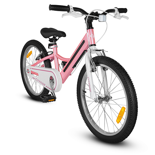 Велосипед двухколесный CITYRIDE, модель CR-B2-11FU, рама сталь, колеса алюминий 20", v-brake тормоза, встроенная в раму подсветка, подножка, цвет розовый в Джамбо Тойз #5