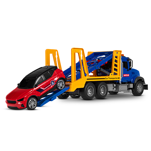 AUTODRIVE_Фрикционный Автовоз с машинкой, подвижные элементы,звук,свет,на бат.,в гофрокор. 34,5*14,5*12см в Джамбо Тойз #6