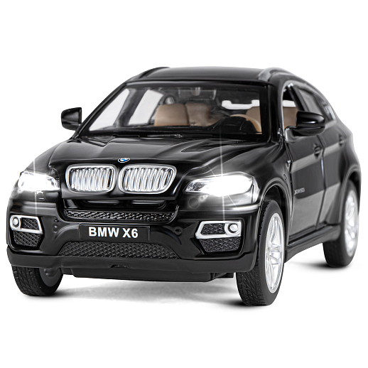 ТМ "Автопанорама" Машинка металлическая 1:32 BMW X6, черный, свет, звук, откр. двери, инерция, в/к 19*9*7 см в Джамбо Тойз #7