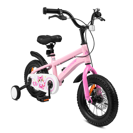 Велосипед двухколёсный CITYRIDE, модель CR-B2-07B, колеса 12", рама сталь, дисковые мех. тормоза, обода сталь, балансирные колёса, цвет розовый в Джамбо Тойз