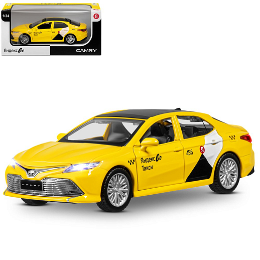 Яндекс Go машинка металлическая, 1:34 Toyota Camry, цвет желтый, инерция, свет, откр. двери, в/к 17,5*13,5*9 см в Джамбо Тойз #2
