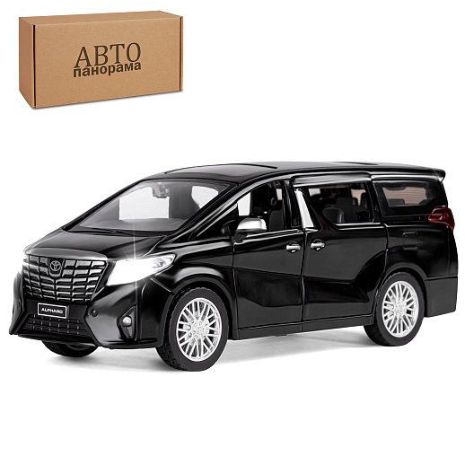 ТМ "Автопанорама" Машинка металлическая, 1:29, Toyota Alphard, черный, откр. передние и боковые двери, багажник, свет, звук, инерция, в/к 19*9*7 см в Джамбо Тойз