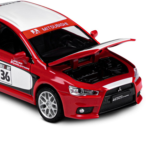 ТМ "Автопанорама" Машинка металлическая1:32 Mitsubishi Lancer Evolution, красный, откр. двери, капот и багажник, свет, звук, инерция, в/к 18*13,5*9 см в Джамбо Тойз #18