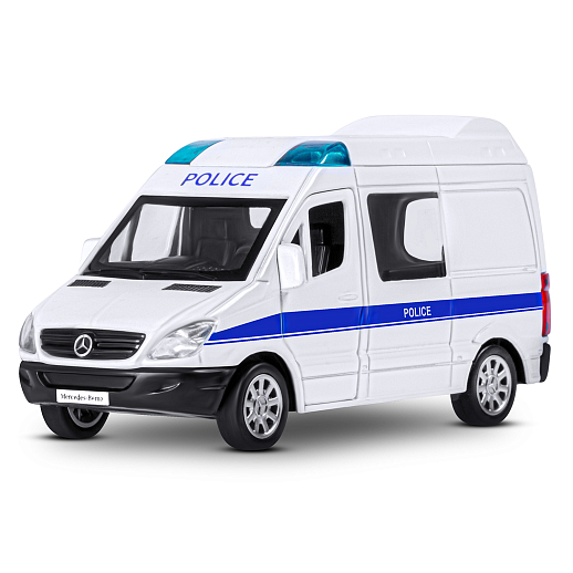 ТМ "Автопанорама" Машинка металлическая 1:53 Mercedes-Benz Sprinter, полиция, откр. двери, инерция, в/к 17,5*12,5*6,5 см в Джамбо Тойз #2