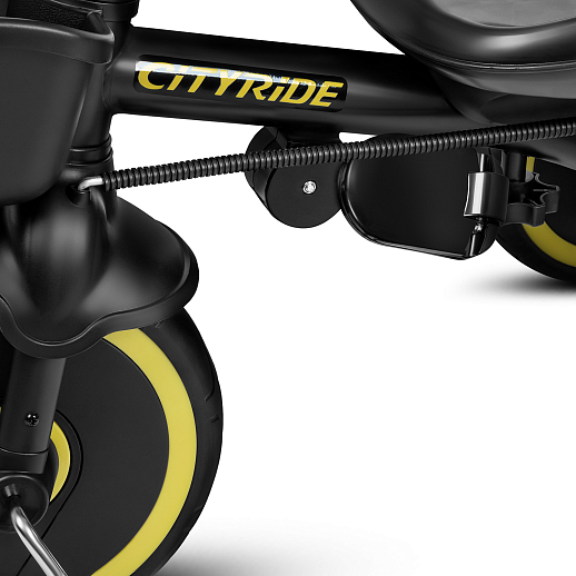 Детский 3хкол. велосипед ”CITYRIDE“ Рама сталь, наклонный руль из магнезия, колясочная крыша, ручка управления с подстаканником, 2 корзины. Колеса EVA 10/8, подножки, тормоза, бампер безопасности. Желто-черный в Джамбо Тойз #15