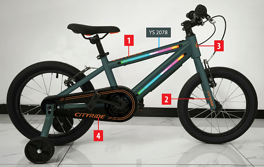 Велосипед двухколесный CITYRIDE, модель CR-B2-10FU, рама сталь, колеса алюминий 20", v-brake тормоза, встроенная в раму подсветка, подножка, цвет зеленый металлик в Джамбо Тойз