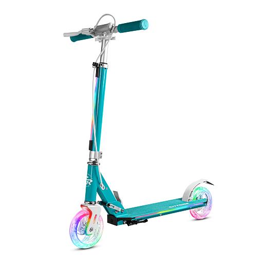 Самокат 2хколесный Материал：алюминиевый сплав.Ручка：TPR , ручной тормоз                        Колеса：145X30mm PU Подшипники：ABEC-7                                                           Размер деки ：50x12cm   Цвет: зеленый в Джамбо Тойз #9