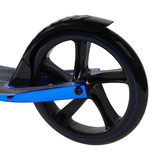 Двухколесный самокат CITYRIDE 200, ал. 50/50%, t-bar сталь, грипсы 135мм TPR, колеса PU 200/200, 86A, подножка, abec 9, цвет Синий в Джамбо Тойз #6