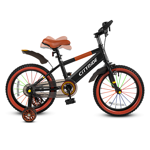 Велосипед двухколёсный CITYRIDE, модель CR-B2-07F52, колеса 16", рама сталь, колеса сталь, балансирные колеса со светом, маячок в заднем крыле, цвет чёрный в Джамбо Тойз #13