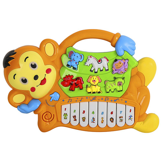 Музыкальная игрушка Пианино детское "Обезьяна" Smart Baby, развивающее, обучающее, цвет коричневый, 42 звука, мелодии, стихи, в/к 35x6,4x23,5 см в Джамбо Тойз #2